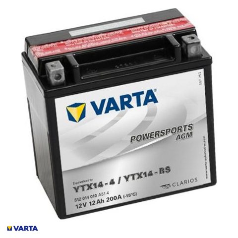 Baterii auto si moto - Baterie moto VARTA Powersports AGM YTX14-BS, 12 V, 12 Ah, curent de pornire 200 A, 152 x 88 x 147 mm, borna plus pe stanga, 512014010