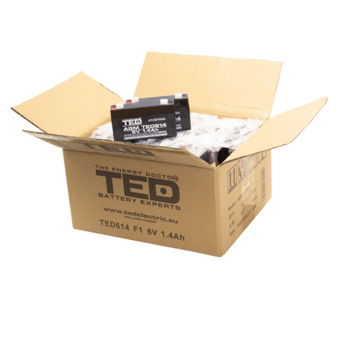 Baterie Reincarcabila F1/T1 6V Stationara VRLA 1.4Ah AGM, Dimensiuni 97x24x52 mm, TED Electric TED614, pentru Jucarii Electrice, Echipamente Medicale, Securitate, Iluminare [3]