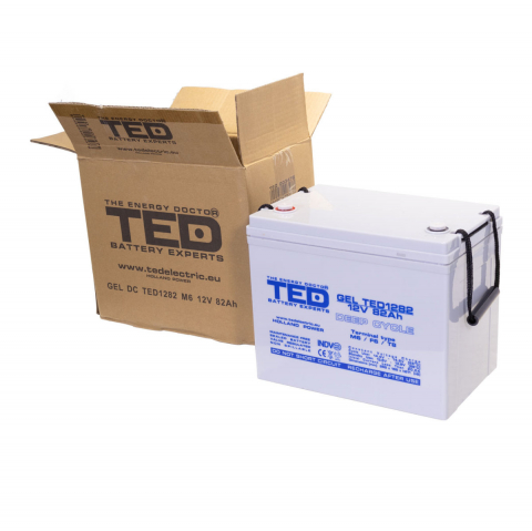 Baterie Reincarcabila GEL Deep Cycle Solar 12V 82Ah M6 VRLA, Dimensiuni 259x168x211 mm, TED Electric TED1282, pentru Sisteme Solare, UPS, Telecomunicatii, Echipamente Industriale [3]