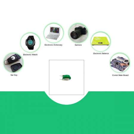 Baterie NiMH, 1.2V, 80mAh, cu 2 pini, 6074, diametru de 15 mm, verde [4]