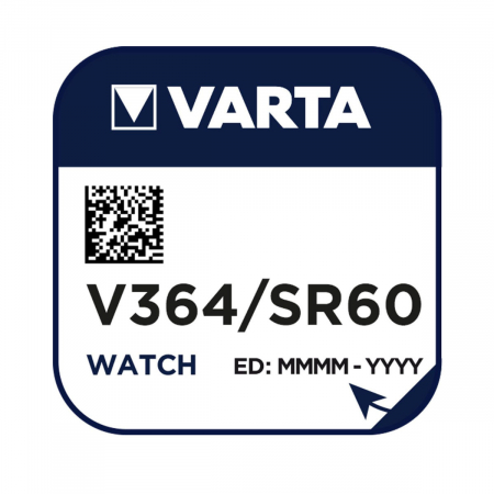 Baterii ceas Silver Oxide - Baterie Varta V364 SR60 AG1 pentru ceasuri, tip buton, 1.55V, 22 mAh, Sistem Oxid de Argint