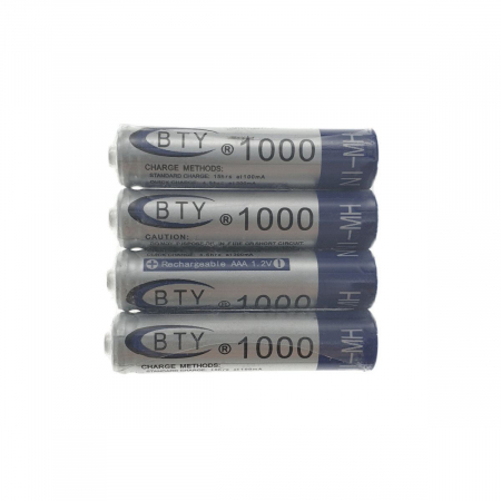 Baterii reancarcabile BTY AAA R03, 1.2V, 1000mAh Ni-MH, set 4 bucati [4]
