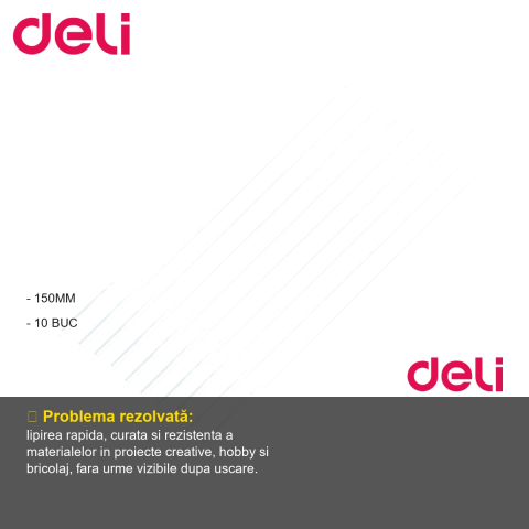 Batoane lipici transparent hot melt Deli, 7 x 150 mm, set 10 bucati, pentru pistoale de lipit [1]