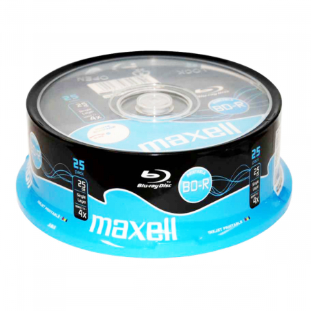 BD-R printabil - Blu-Ray Maxell Alb Printabil Inkjet, 4X, 25 Gb, Cake Box, 25 buc