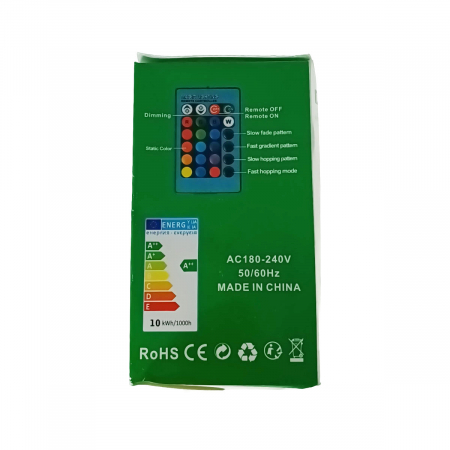 Bec LED colorat, E27 A70, 9W, RGB si alb cald 2700K, cu telecomanda [5]