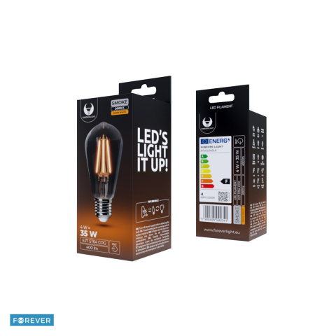 Iluminare si Electrice - Bec LED filament Forever Light E27 ST64, 4 W, 400 lm, lumina calda 2000K, clasa F