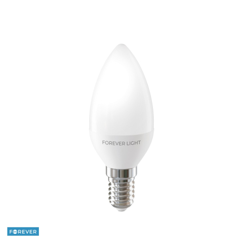 E14 lumina calda - Bec LED Forever Light E14 C37, 4.8 W, 630 lm, lumina calda 3000K, clasa E