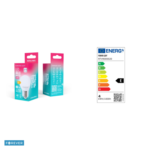Bec LED Forever Light E27 G45, 4.2 W, 480 lm, lumina neutra 4000K, clasa E [3]