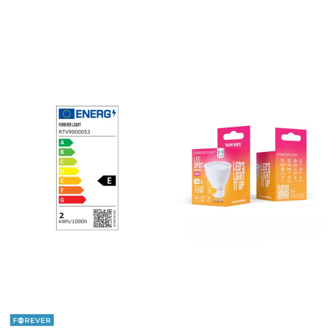 Bec LED Forever Light GU10, 1.5 W, 142 lm, lumina calda 3000K, clasa E [3]