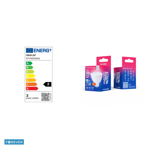 Bec LED Forever Light GU5.3 MR16, 2.5 W, 250 lm, lumina rece 6000K, clasa F [3]