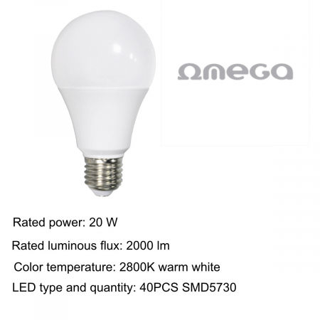 Bec Led  Omega 43363 bulb eco,2800K E27 20W,2000lm,lumina calda [1]