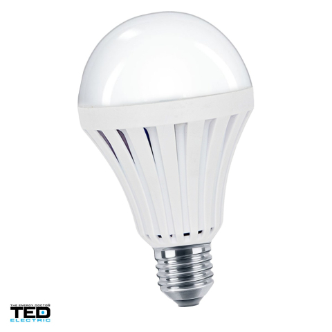 Iluminare si Electrice - Bec LED TED Electric E27 cu acumulator TED001153, 10 W, 800 lm, 6400 K lumina rece, forma A60