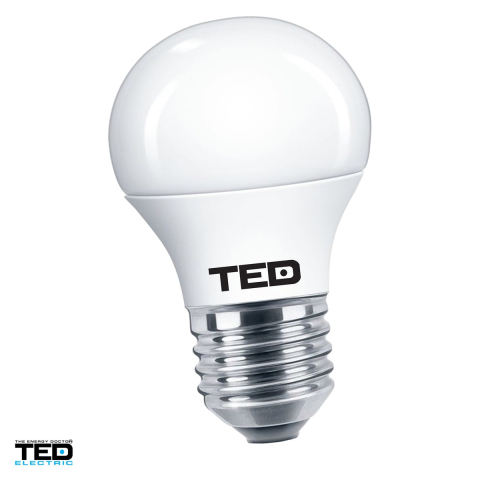 Iluminare si Electrice - Bec LED TED Electric TED001078, soclu E27, 7 W, 560 lm, 6400 K lumina rece, balon mic G45