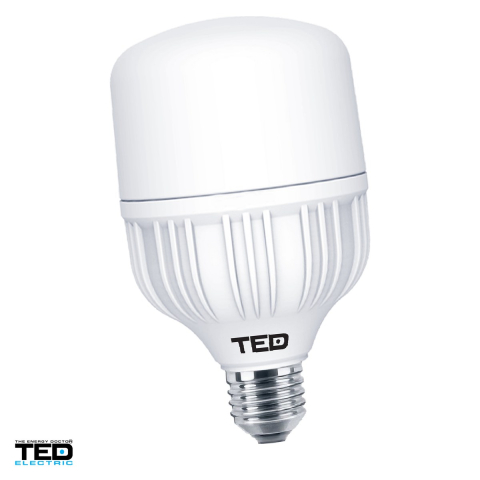 E27 lumina rece - Bec LED TED Electric TED001085, soclu E27, 30 W, 2450 lm, 6400 K lumina rece, tubular T100