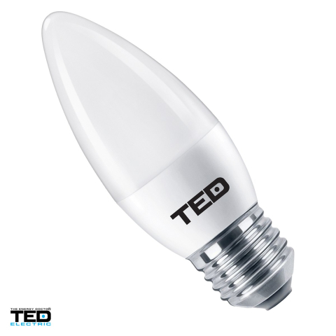 Iluminare si Electrice - Bec LED TED Electric TED001214, soclu E27, 7 W, 6400 K lumina rece, lumanare C37
