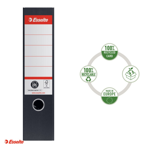 Biblioraft Esselte No.1 Power Recycled, carton, A4, 75 mm, capacitate 500 coli (80 g/mp), negru [3]