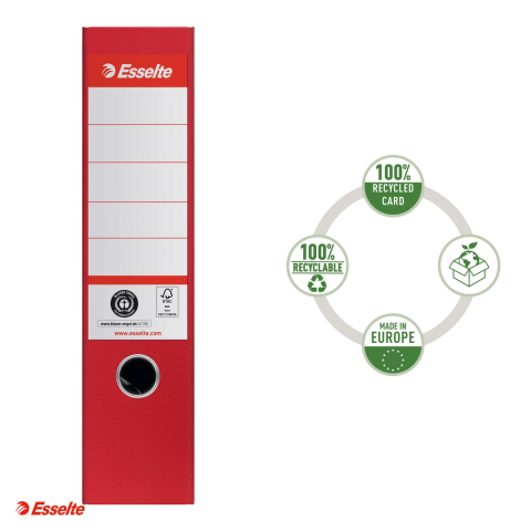 Biblioraft Esselte No.1 Power Recycled, carton, A4, 75 mm, capacitate 500 coli (80 g/mp), rosu [3]