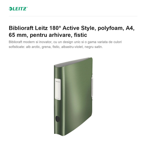 Biblioraft Leitz 180° Active Style, polyfoam, A4, 65 mm, pentru arhivare, fistic [1]