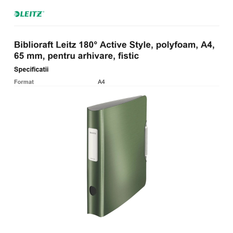 Biblioraft Leitz 180° Active Style, polyfoam, A4, 65 mm, pentru arhivare, fistic [2]