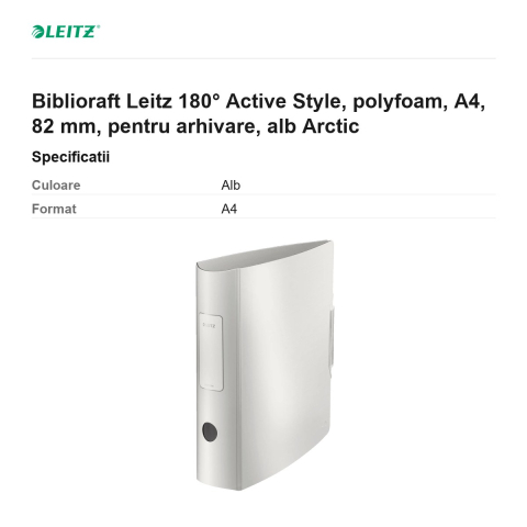 Biblioraft Leitz 180° Active Style, polyfoam, A4, 82 mm, pentru arhivare, alb Arctic [2]