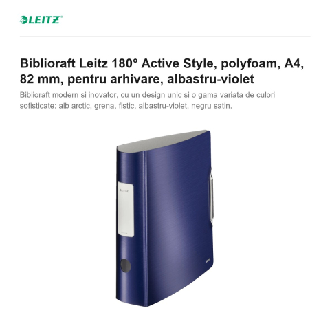Biblioraft Leitz 180° Active Style, polyfoam, A4, 82 mm, pentru arhivare, albastru-violet [1]
