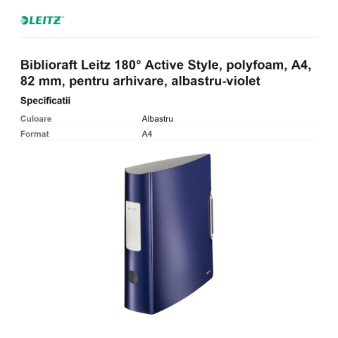 Biblioraft Leitz 180° Active Style, polyfoam, A4, 82 mm, pentru arhivare, albastru-violet [2]