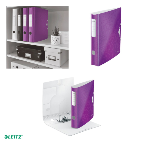 Biblioraft Leitz 180° Active WOW, polyfoam, A4, 65 mm, capacitate 350 coli (80 g/mp), pentru arhivare, mov [3]
