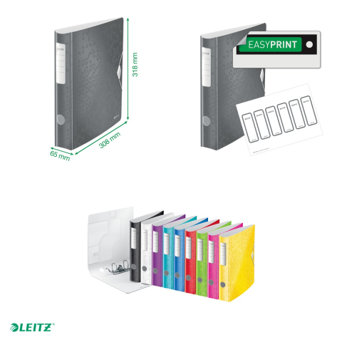 Biblioraft Leitz 180° Active WOW, polyfoam, A4, 65 mm, capacitate 350 coli (80 g/mp), pentru arhivare, rosu [4]