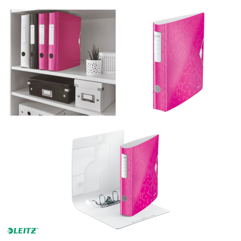 Biblioraft Leitz 180° Active WOW, polyfoam, A4, 65 mm, capacitate 350 coli (80 g/mp), pentru arhivare, roz [3]