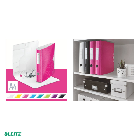 Biblioraft Leitz 180° Active WOW, polyfoam, A4, 65 mm, capacitate 350 coli (80 g/mp), pentru arhivare, roz [4]