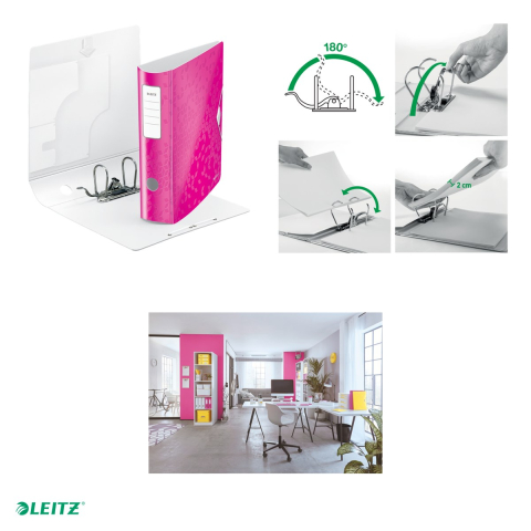 Biblioraft Leitz 180° Active WOW, polyfoam, A4, 82 mm, pentru arhivare, roz [4]