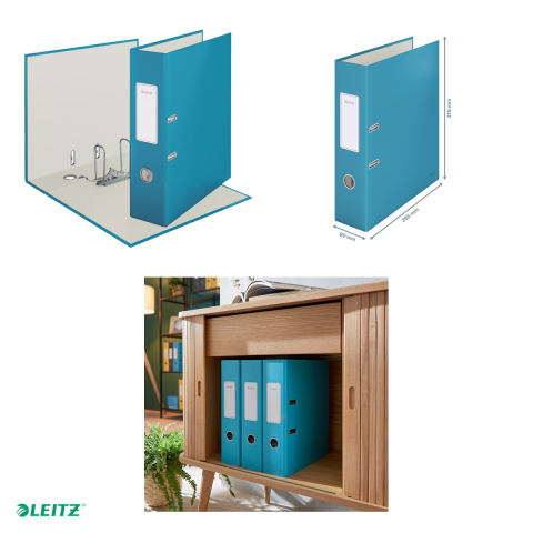 Biblioraft Leitz 180° Cosy, carton laminat, A4, 80 mm, capacitate 600 coli (80 g/mp), pentru arhivare, albastru Celest [4]