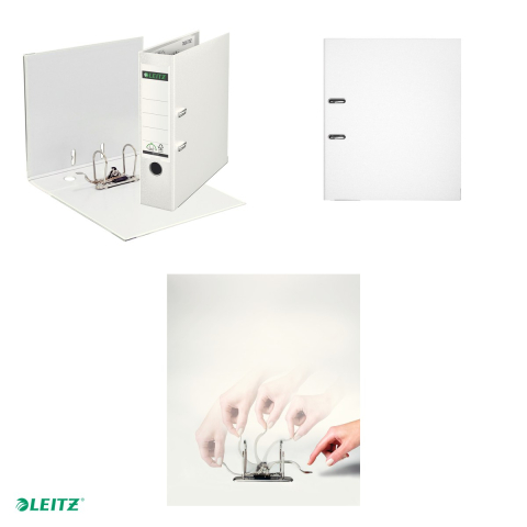 Biblioraft Leitz 180°, PP, A4, 80 mm, capacitate 600 coli (hartie de 80g), pentru arhivare, alb [3]