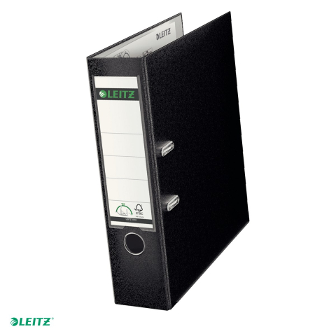 Bibliorafturi - Biblioraft Leitz 180°, PP, A4, 80 mm, capacitate 600 coli (hartie de 80g), pentru arhivare, negru