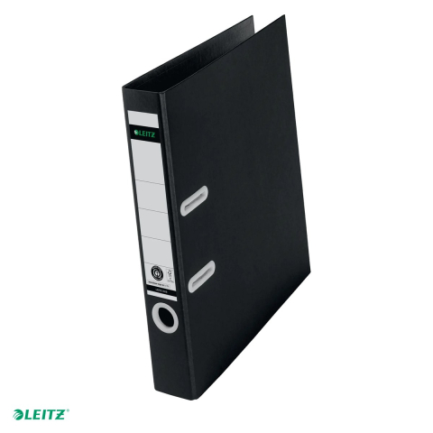 Bibliorafturi - Biblioraft Leitz 180° Recycle, carton, A4, 50 mm, capacitate 350 coli (80 g/mp), negru