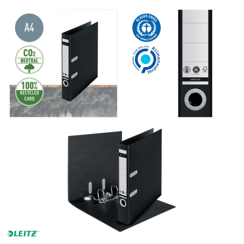 Biblioraft Leitz 180° Recycle, carton, A4, 50 mm, capacitate 350 coli (80 g/mp), negru [4]
