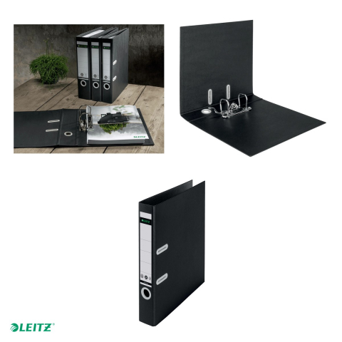 Biblioraft Leitz 180° Recycle, carton, A4, 50 mm, capacitate 350 coli (80 g/mp), negru [3]