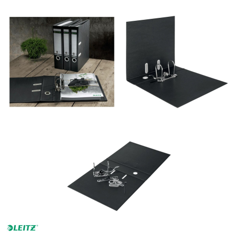 Biblioraft Leitz 180° Recycle, carton, A4, 80 mm, capacitate 600 coli (80 g/mp), negru [3]
