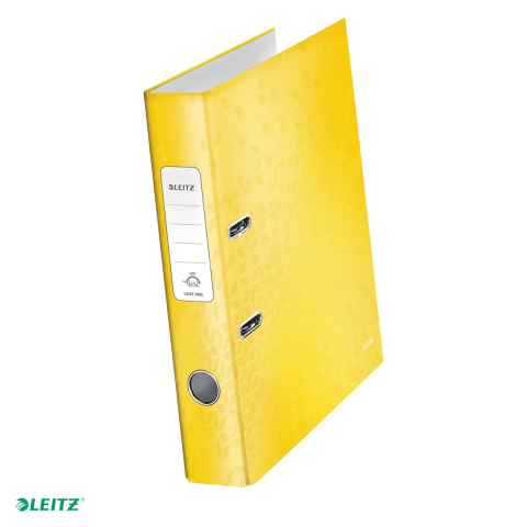 Bibliorafturi - Biblioraft Leitz 180° WOW, carton laminat, A4, 52 mm, capacitate 350 coli (80 g/mp), galben