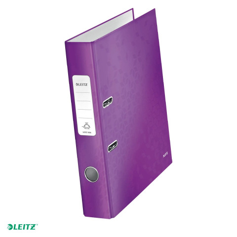 Bibliorafturi - Biblioraft Leitz 180° WOW, carton laminat, A4, 52 mm, capacitate 350 coli (80 g/mp), mov