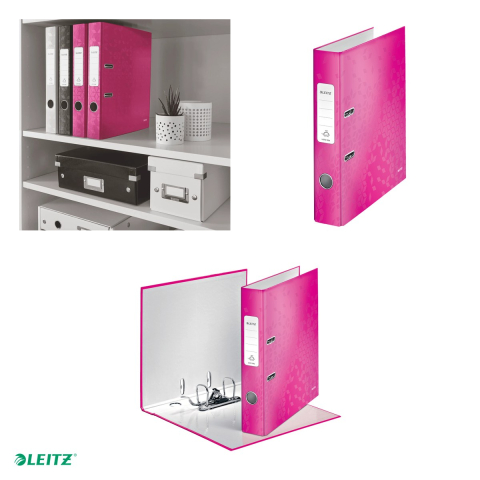 Biblioraft Leitz 180° WOW, carton laminat, A4, 52 mm, capacitate 350 coli (80 g/mp), roz [3]