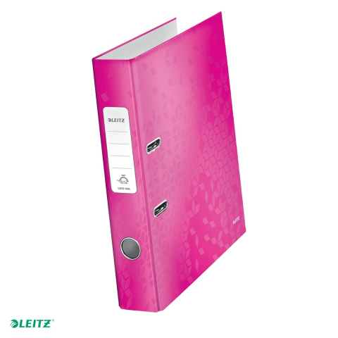 Bibliorafturi - Biblioraft Leitz 180° WOW, carton laminat, A4, 52 mm, capacitate 350 coli (80 g/mp), roz