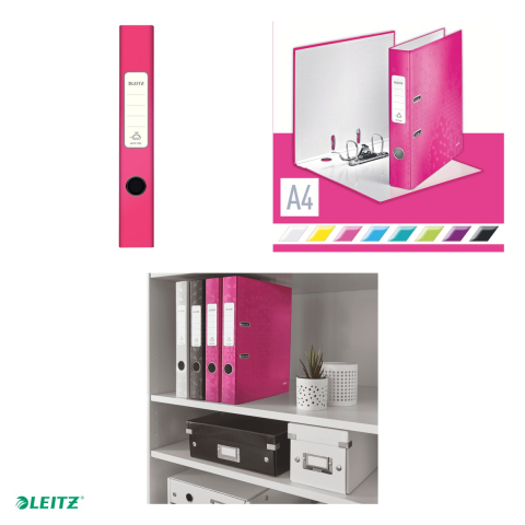 Biblioraft Leitz 180° WOW, carton laminat, A4, 52 mm, capacitate 350 coli (80 g/mp), roz [4]