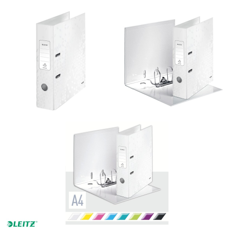 Biblioraft Leitz 180° WOW, carton laminat, A4, 80 mm, capacitate 600 coli (80 g/mp), alb [3]