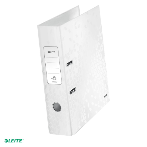 Bibliorafturi - Biblioraft Leitz 180° WOW, carton laminat, A4, 80 mm, capacitate 600 coli (80 g/mp), alb