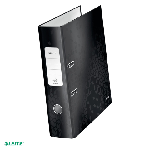 Bibliorafturi - Biblioraft Leitz 180° WOW, carton laminat, A4, 80 mm, capacitate 600 coli (80 g/mp), negru
