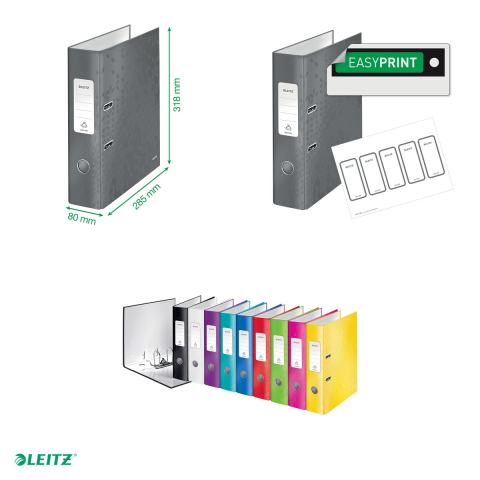 Biblioraft Leitz 180° WOW, carton laminat, A4, 80 mm, capacitate 600 coli (80 g/mp), rosu [4]