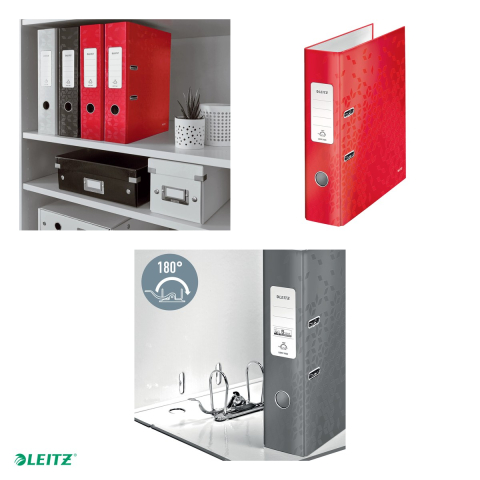 Biblioraft Leitz 180° WOW, carton laminat, A4, 80 mm, capacitate 600 coli (80 g/mp), rosu [3]