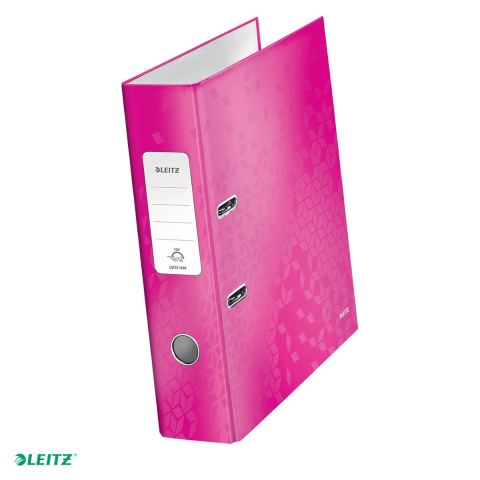 Bibliorafturi - Biblioraft Leitz 180° WOW, carton laminat, A4, 80 mm, capacitate 600 coli (80 g/mp), roz
