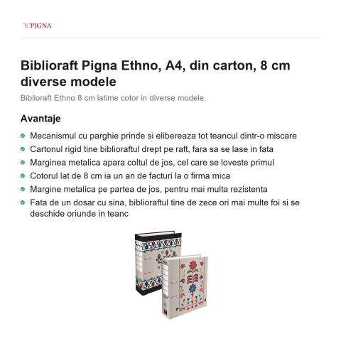 Biblioraft Pigna Ethno, A4, din carton, 8 cm diverse modele [1]